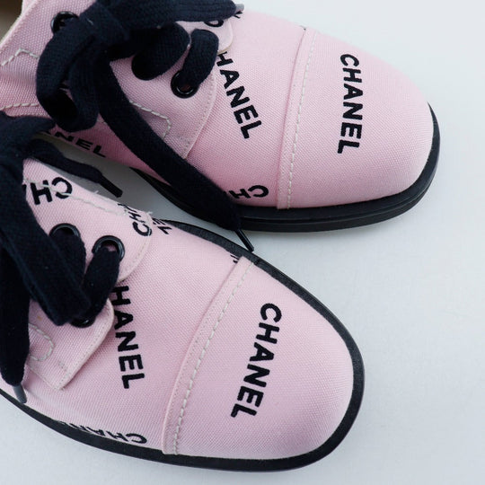 CHANEL sneakers A05136 canvas Pink / black 95P Logo print Women 36 1/2 Used Authentic