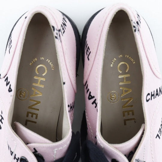 CHANEL sneakers A05136 canvas Pink / black 95P Logo print Women 36 1/2 Used Authentic