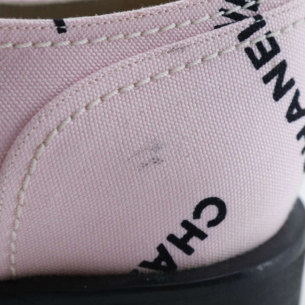 CHANEL sneakers A05136 canvas Pink / black 95P Logo print Women 36 1/2 Used Authentic