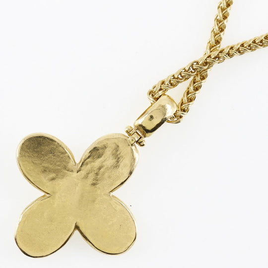 CHANEL Necklace Plated Gold, Shell gold vintage flour COCO Mark Women Used Authentic