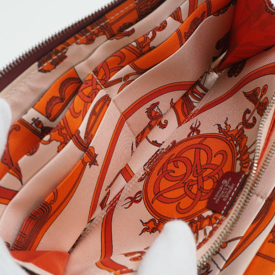 HERMES Long Wallet Purse Epsom, Silk Red Azap silk in Women Used Authentic