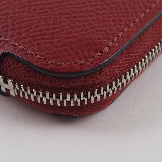 HERMES Long Wallet Purse Epsom, Silk Red Azap silk in Women Used Authentic