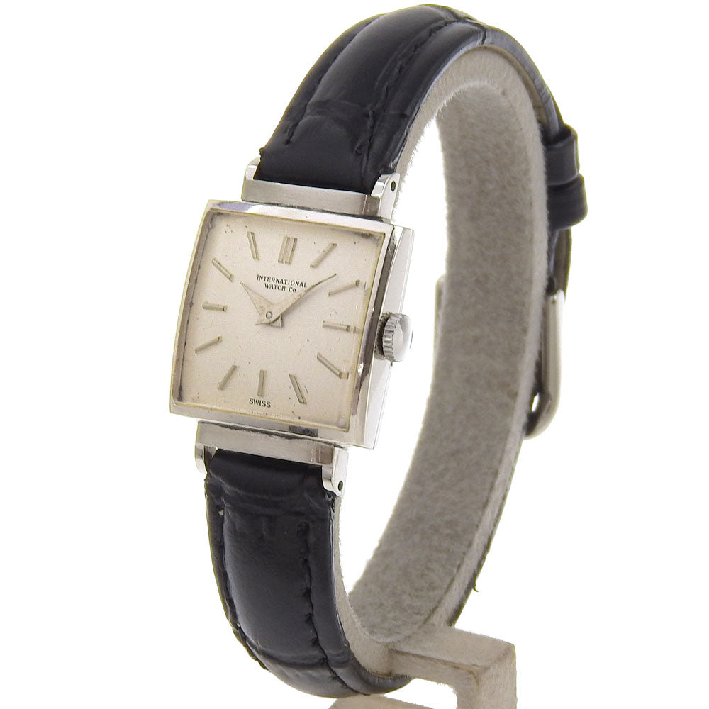 IWC Watches Hand Winding Pt900Platinum, embossed leather white Silver dial Women Used Authentic
