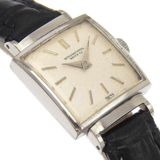 IWC Watches Hand Winding Pt900Platinum, embossed leather white Silver dial Women Used Authentic