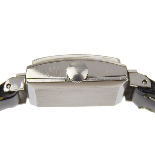 IWC Watches Hand Winding Pt900Platinum, embossed leather white Silver dial Women Used Authentic