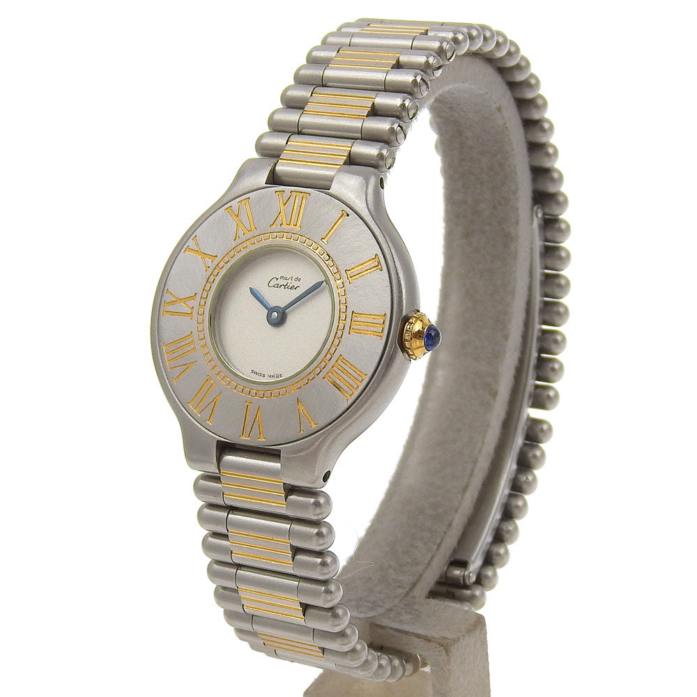 CARTIER Watches Quartz Stainless Steel Silver Must White dial Women Used Authentic