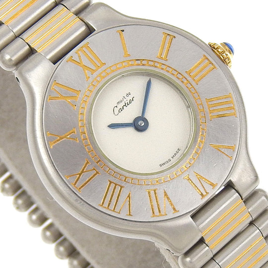 CARTIER Watches Quartz Stainless Steel Silver Must White dial Women Used Authentic