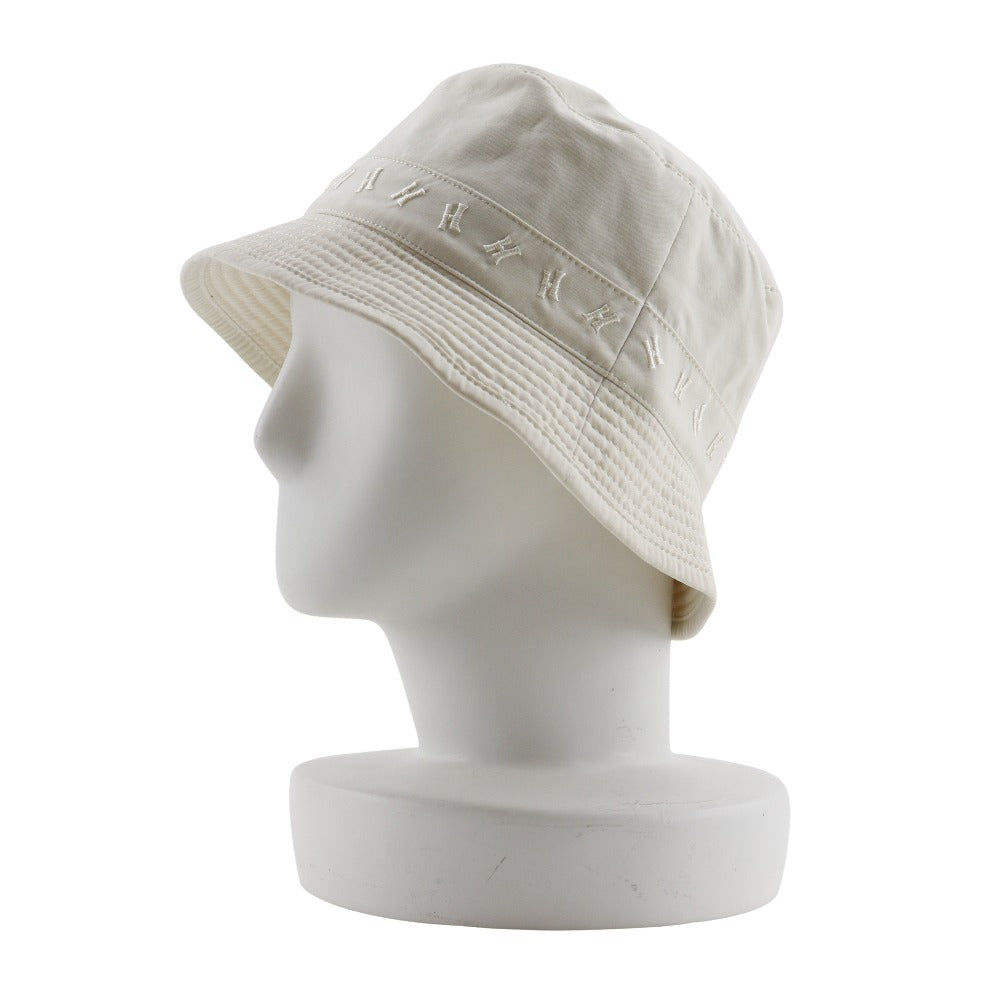 HERMES hat Polyester, Nylon off white H logo embroidery Bucket hat Women 57 Used Authentic