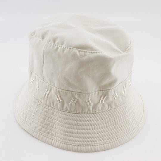 HERMES hat Polyester, Nylon off white H logo embroidery Bucket hat Women 57 Used Authentic