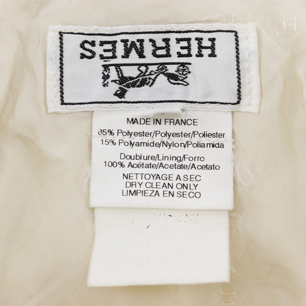 HERMES hat Polyester, Nylon off white H logo embroidery Bucket hat Women 57 Used Authentic