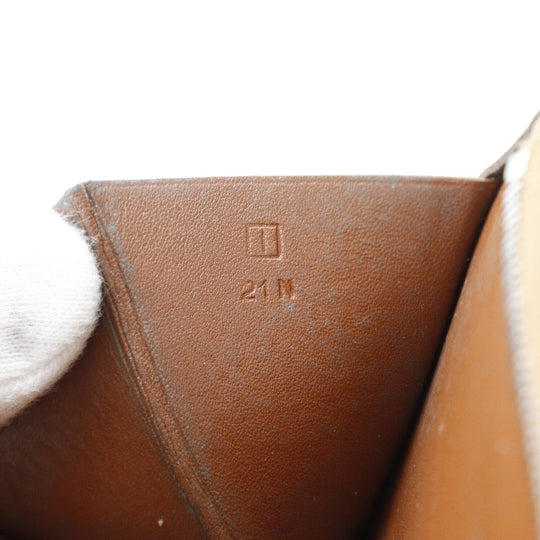 HERMES Long Wallet Purse Box scarf Brown Bean Women(Unisex) Used Authentic