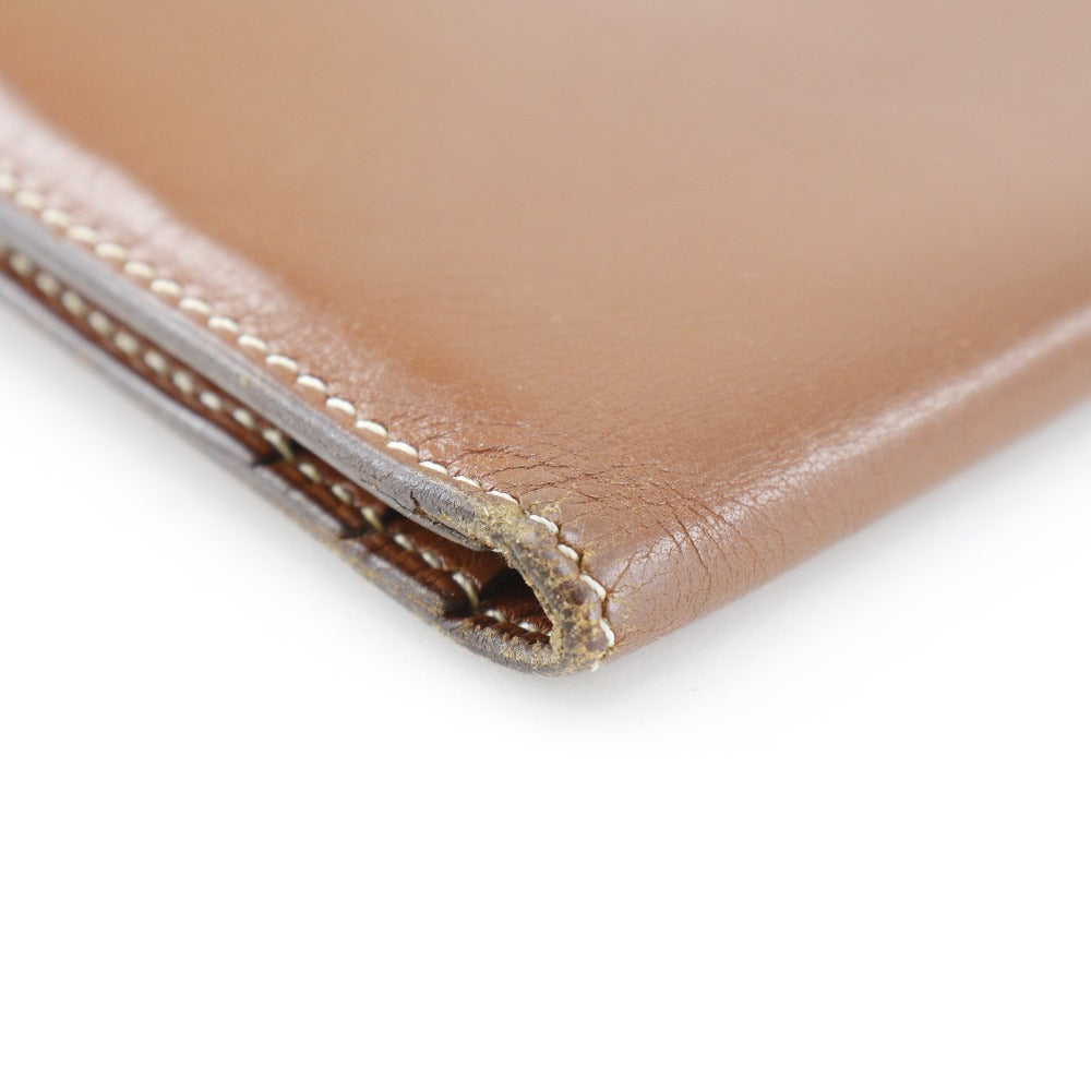 HERMES Long Wallet Purse Box scarf Brown Bean Women(Unisex) Used Authentic
