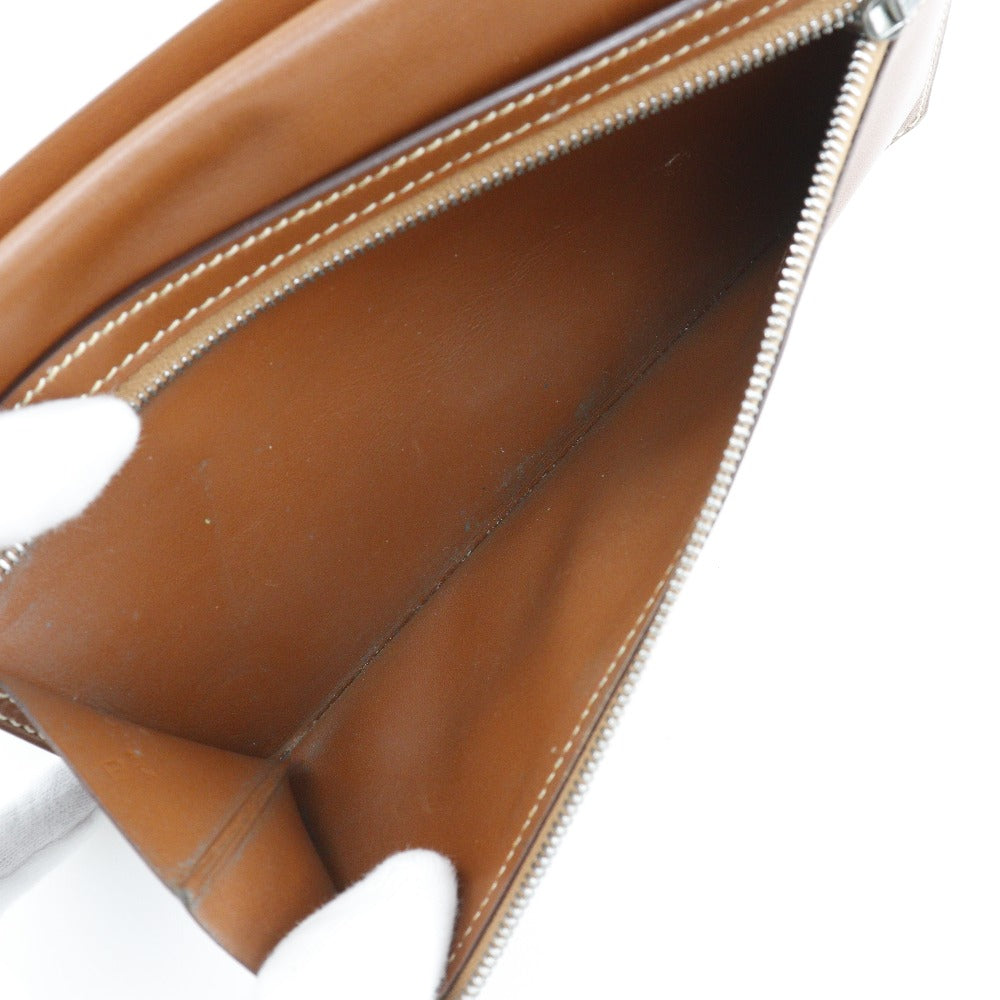 HERMES Long Wallet Purse Box scarf Brown Bean Women(Unisex) Used Authentic
