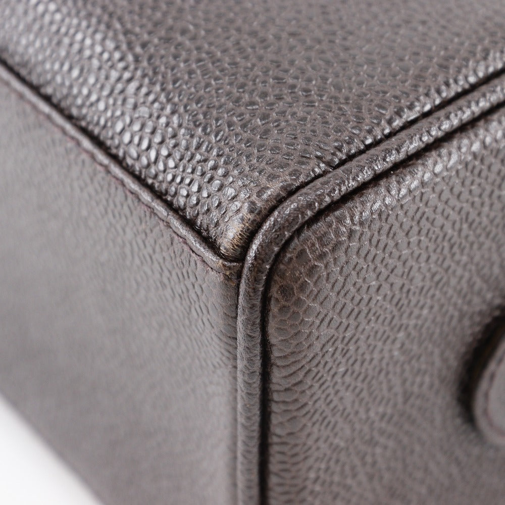 CHANEL Pouch A01996 Caviar skin Brown Cosmetic porch COCO Mark Women Used Authentic