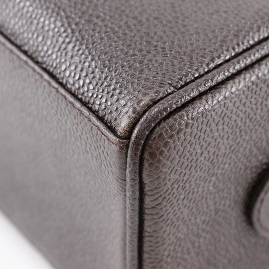 CHANEL Pouch A01996 Caviar skin Brown Cosmetic porch COCO Mark Women Used Authentic