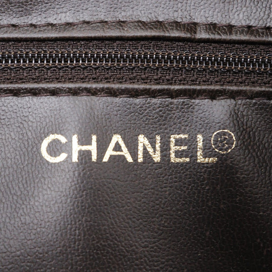 CHANEL Pouch A01996 Caviar skin Brown Cosmetic porch COCO Mark Women Used Authentic