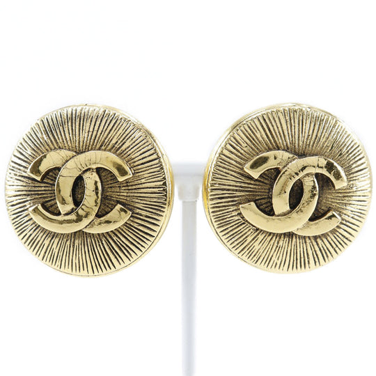 CHANEL Earring Plated Gold gold COCO Mark Women Used Authentic