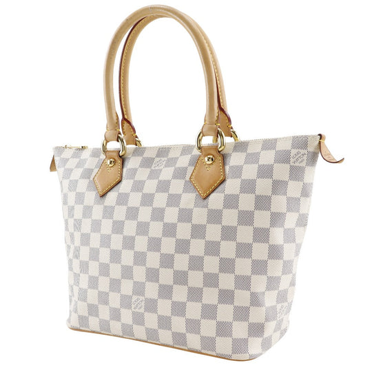 LOUIS VUITTON Handbag N51186 Damier Azur Canvas White Saleya PM Women Used Authentic