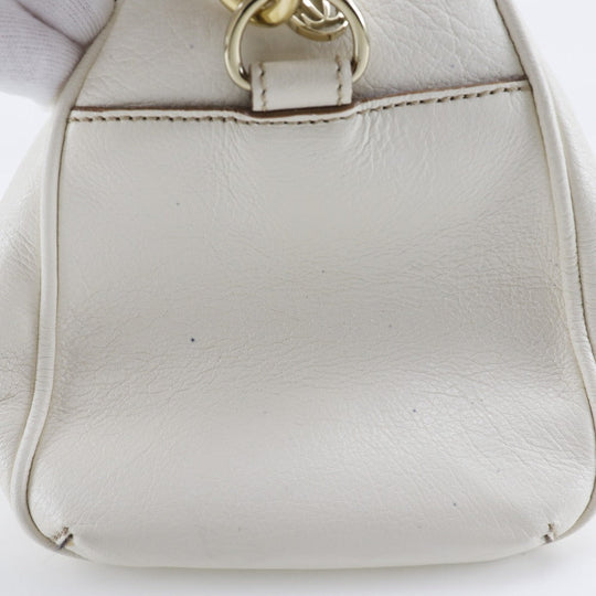 CARTIER Handbag leather White 2WAYShoulder Marcello Women Used Authentic
