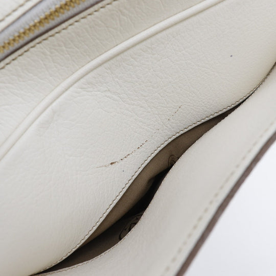 CARTIER Handbag leather White 2WAYShoulder Marcello Women Used Authentic