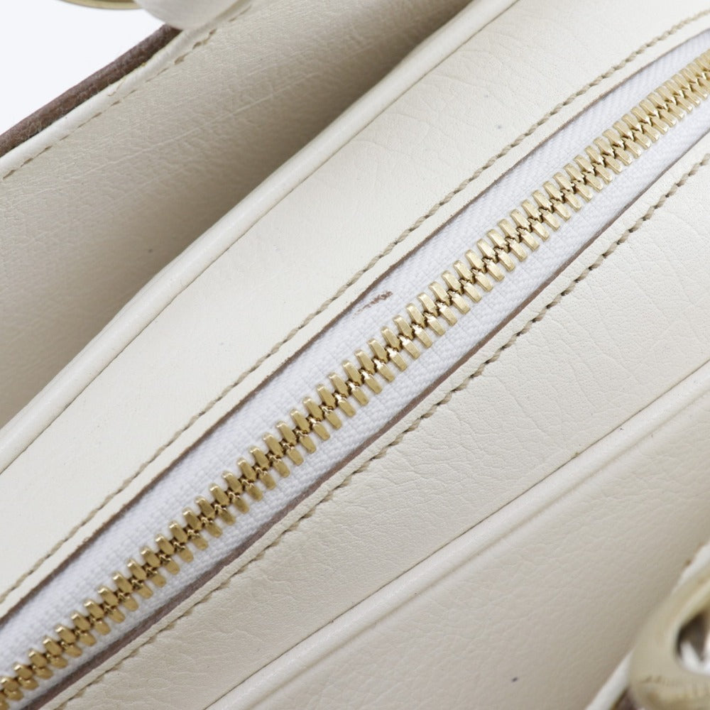 CARTIER Handbag leather White 2WAYShoulder Marcello Women Used Authentic