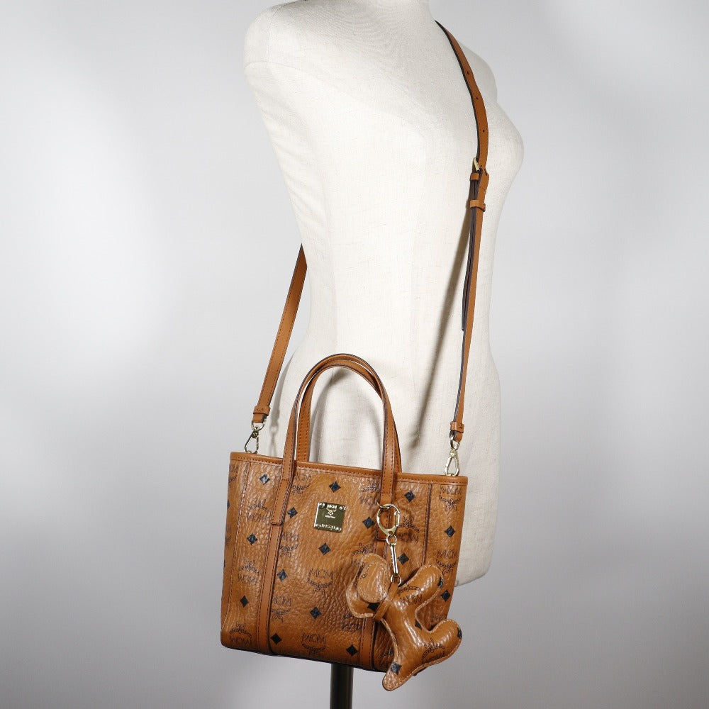 MCM Handbag leather Brown 2WAYShoulder Vicetos Women Used Authentic