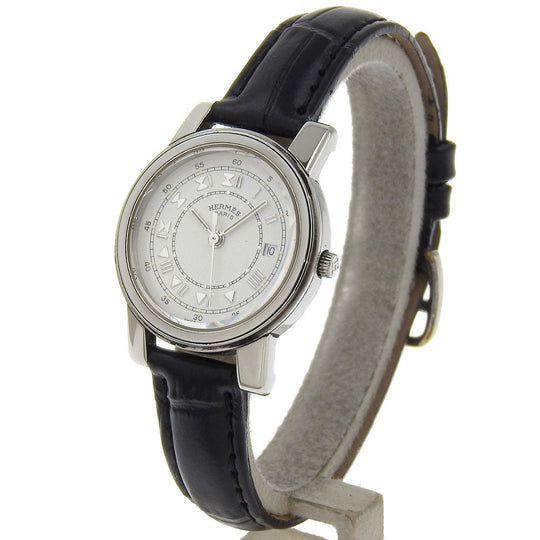 HERMES Watches Quartz Stainless Steel , Embossed Leather white Carrick White dial Women Used Authentic