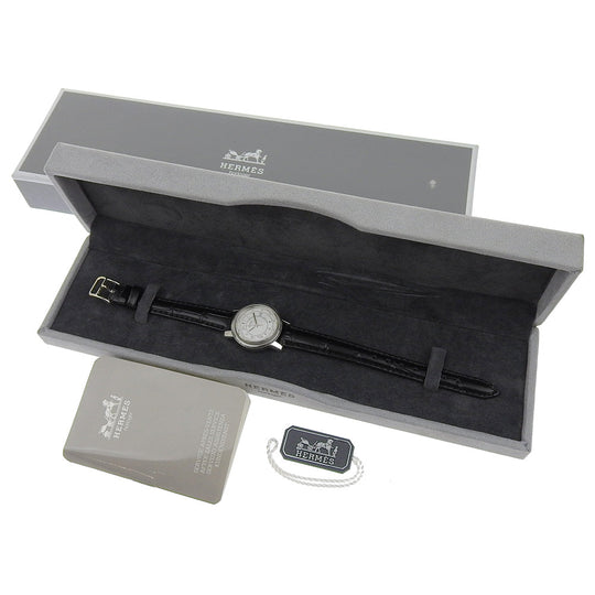 HERMES Watches Quartz Stainless Steel , Embossed Leather white Carrick White dial Women Used Authentic