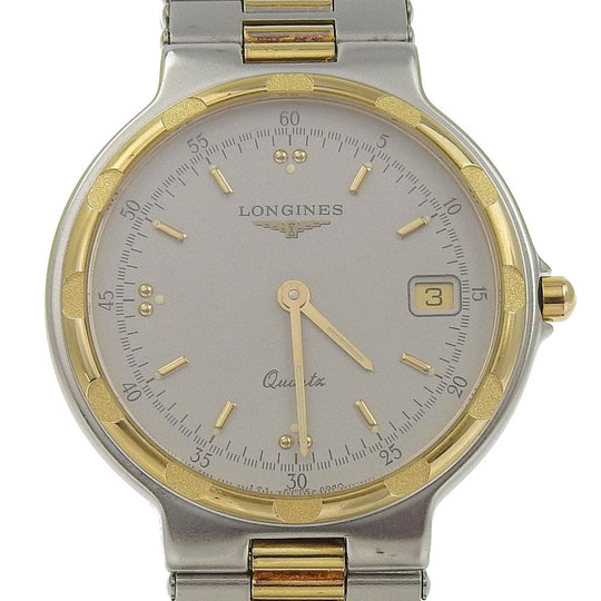 LONGINES Watches Quartz Stainless Steel , Plated Gold gray cal.L161.2 Conquest gray dial mens Used Authentic