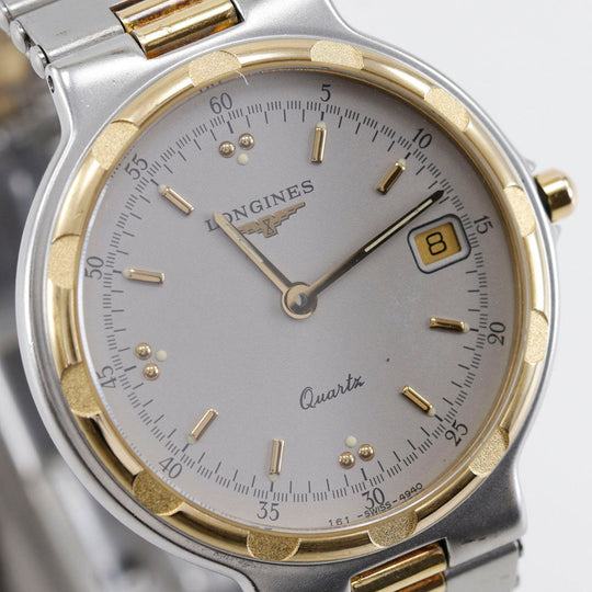 LONGINES Watches Quartz Stainless Steel , Plated Gold gray cal.L161.2 Conquest gray dial mens Used Authentic