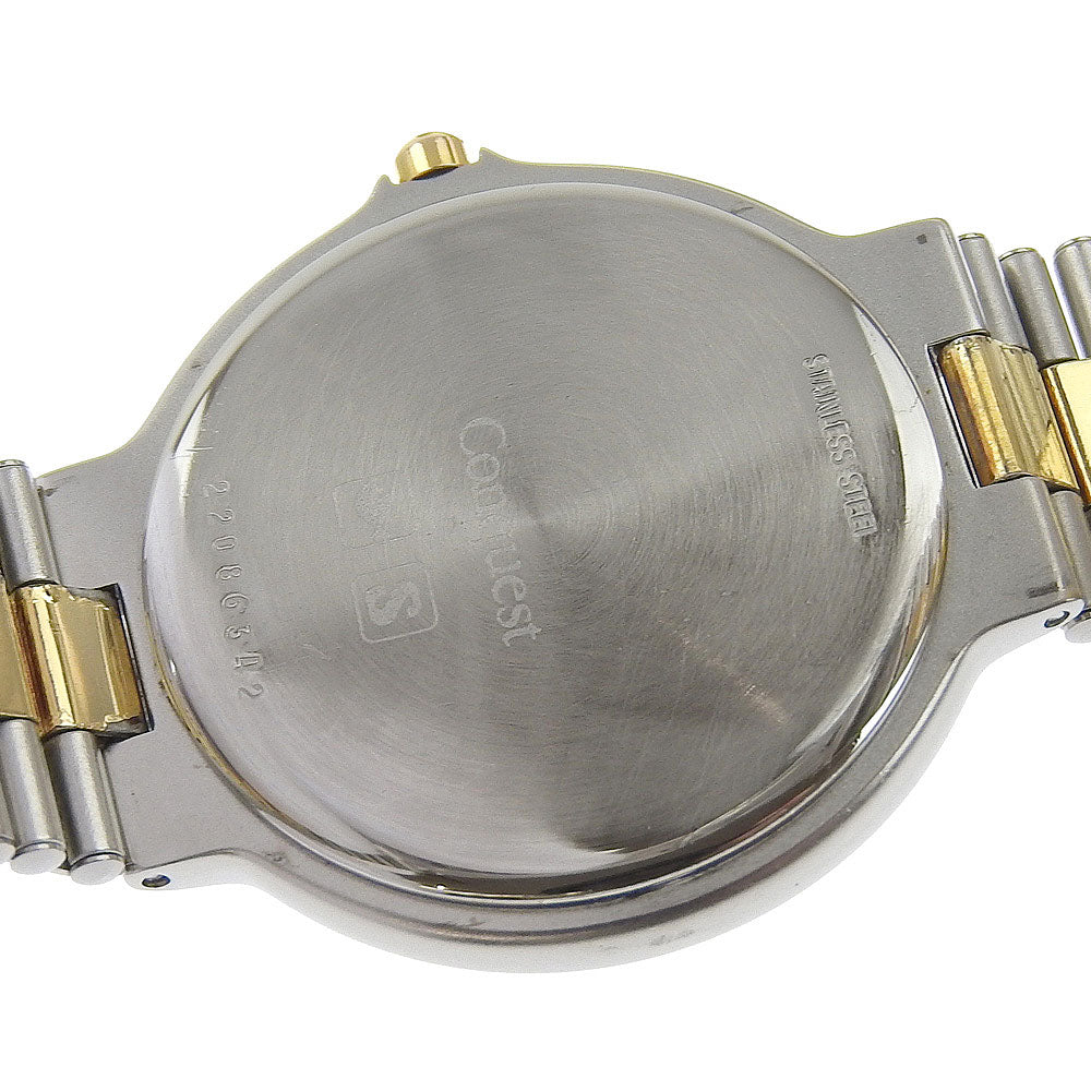 LONGINES Watches Quartz Stainless Steel , Plated Gold gray cal.L161.2 Conquest gray dial mens Used Authentic