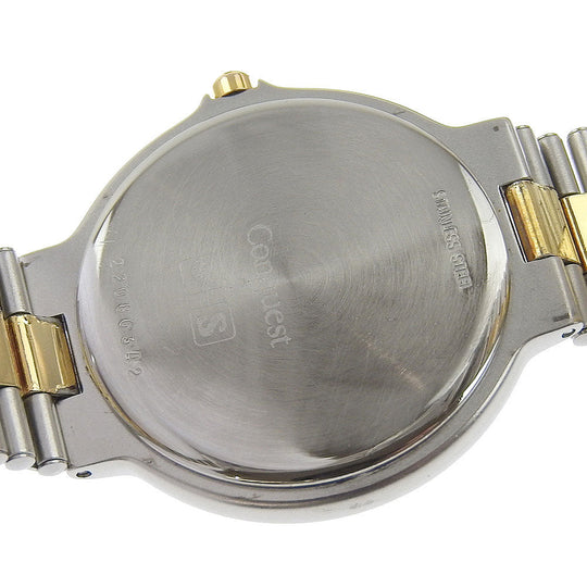 LONGINES Watches Quartz Stainless Steel , Plated Gold gray cal.L161.2 Conquest gray dial mens Used Authentic