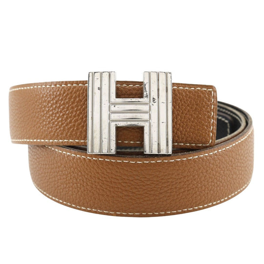 HERMES belt leather Brown / black reversible Constance H belt 90 mens Used Authentic