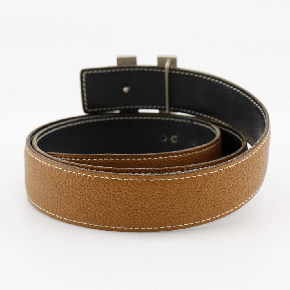 HERMES belt leather Brown / black reversible Constance H belt 90 mens Used Authentic