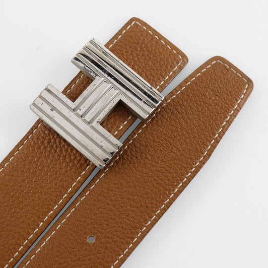 HERMES belt leather Brown / black reversible Constance H belt 90 mens Used Authentic