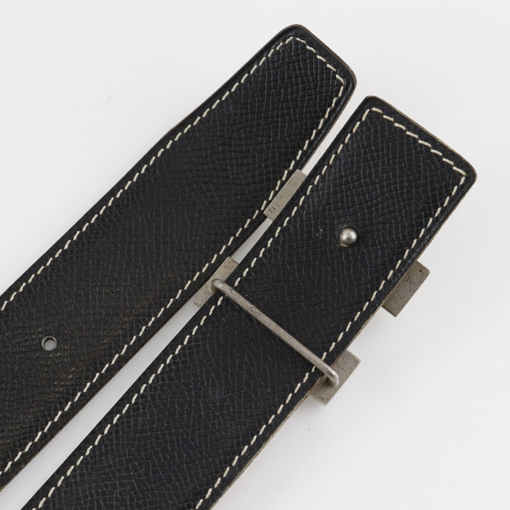 HERMES belt leather Brown / black reversible Constance H belt 90 mens Used Authentic