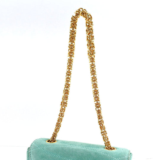 CHANEL Handbag Suede Green vintage COCO Mark Chain handbag Women Used Authentic