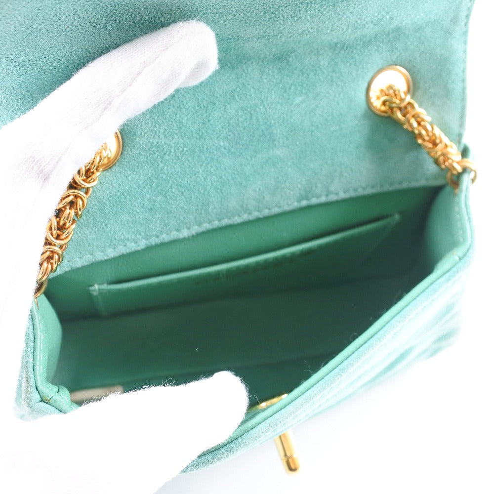 CHANEL Handbag Suede Green vintage COCO Mark Chain handbag Women Used Authentic