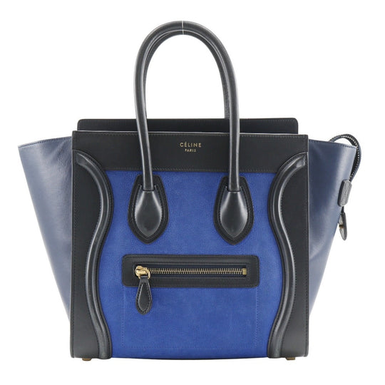 CELINE Handbag 167793WSB.06BB Calfskin , Nubuck Blue / black Micro shopper Luggage Women Used Authentic