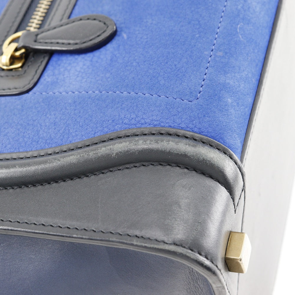 CELINE Handbag 167793WSB.06BB Calfskin , Nubuck Blue / black Micro shopper Luggage Women Used Authentic