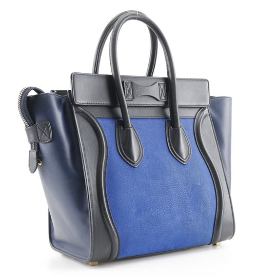 CELINE Handbag 167793WSB.06BB Calfskin , Nubuck Blue / black Micro shopper Luggage Women Used Authentic
