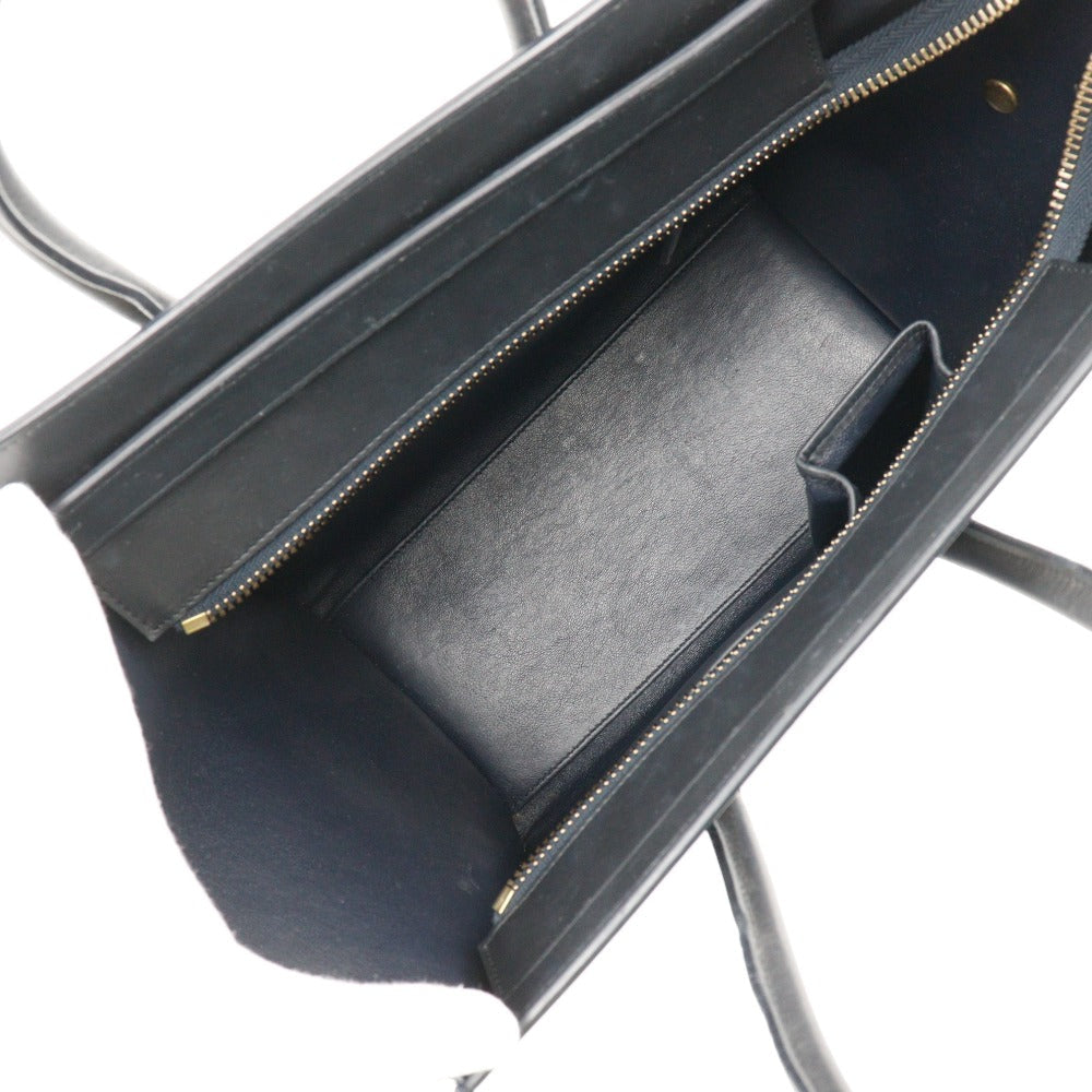 CELINE Handbag 167793WSB.06BB Calfskin , Nubuck Blue / black Micro shopper Luggage Women Used Authentic