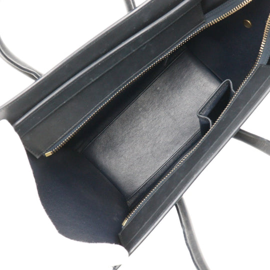 CELINE Handbag 167793WSB.06BB Calfskin , Nubuck Blue / black Micro shopper Luggage Women Used Authentic
