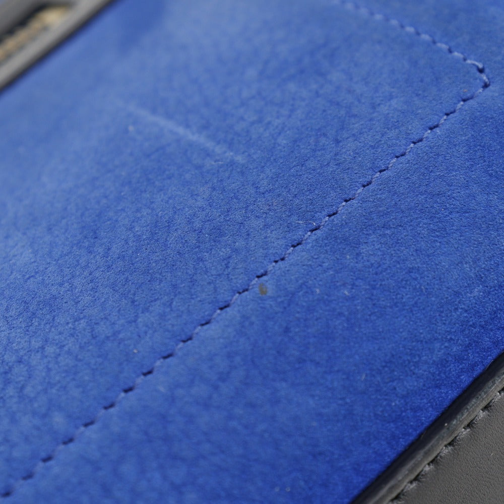 CELINE Handbag 167793WSB.06BB Calfskin , Nubuck Blue / black Micro shopper Luggage Women Used Authentic