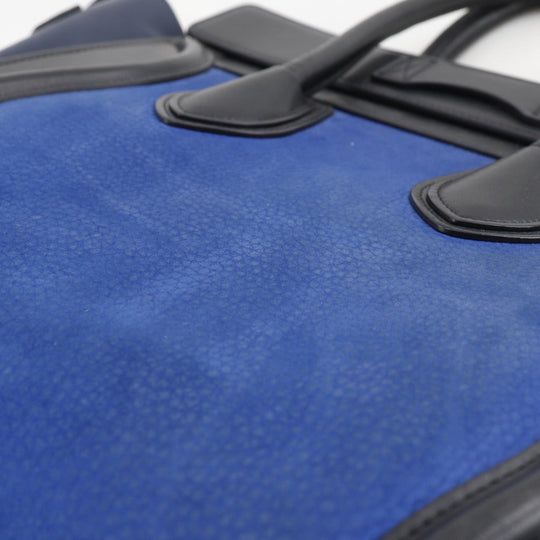 CELINE Handbag 167793WSB.06BB Calfskin , Nubuck Blue / black Micro shopper Luggage Women Used Authentic