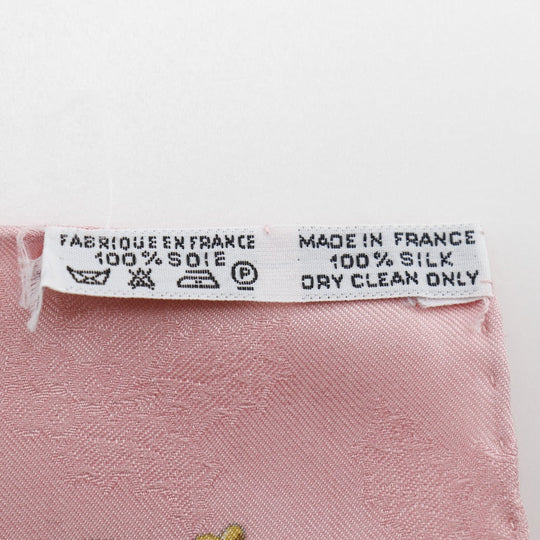 HERMES scarf silk pink Feather and bell Plumes et Grelots Carre90 Women Used Authentic