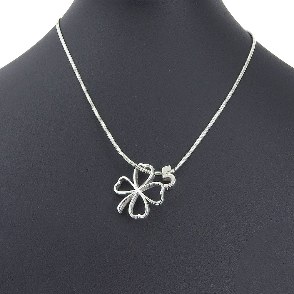 CHANEL Necklace Silver925 Silver Clover No.5 Icon Women Used Authentic