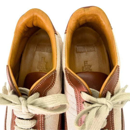 HERMES sneakers Leather, Canvas Brown H logo quick Women 37 Used Authentic