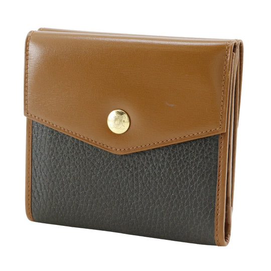 CELINE Bifold Wallet leather Brown W Hook Wallet  Women Used Authentic