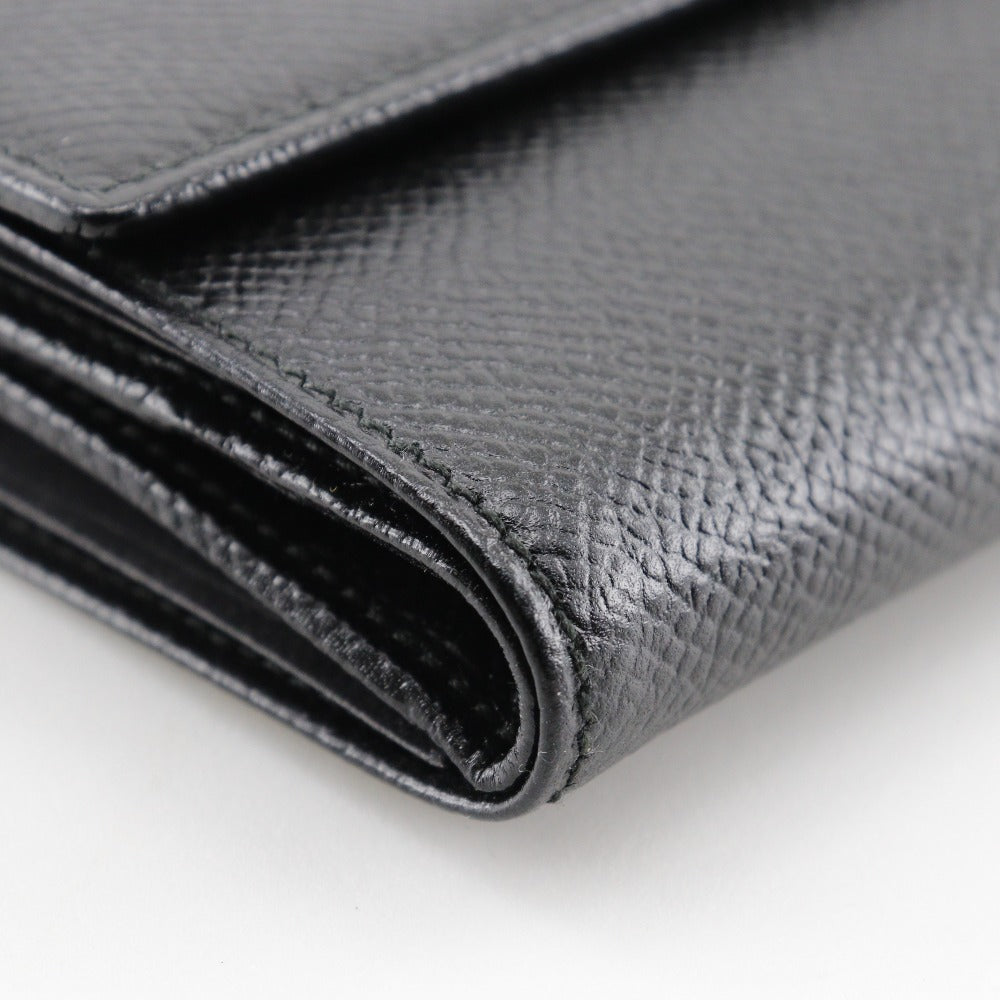 BVLGARI Bifold Wallet leather black medium wallet Logo button unisex(Unisex) Used Authentic
